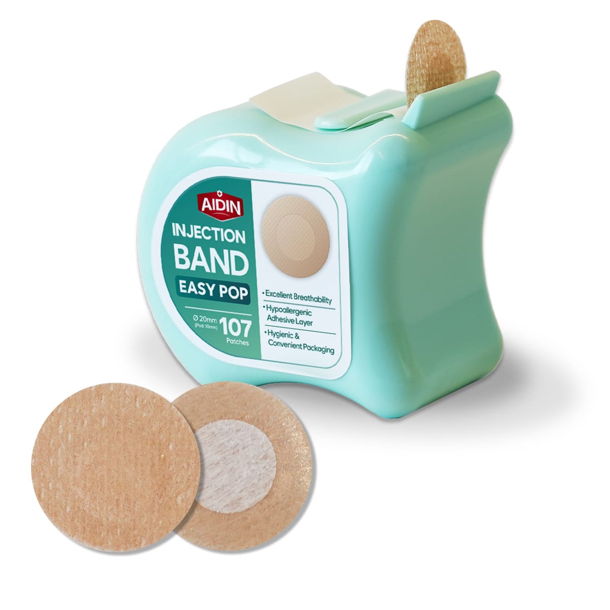 Injection Band Easy Pop — Round spot bandages · 107 count